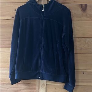 Juicy Navy Blue Velour Zip-Up Hoodie XL